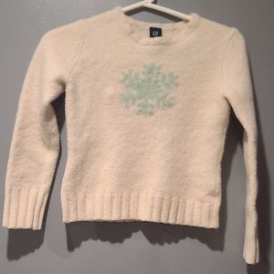 GAP Kids Cream Sweater with Mint Snowflake